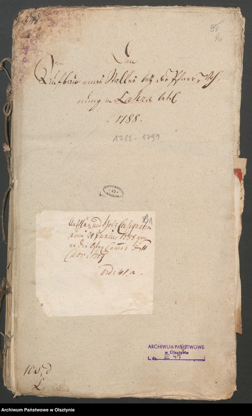 image.from.unit.number "Den Aufbau eines Stalles bei der Pfarr=Wohnung in Lahna [Łyna]"