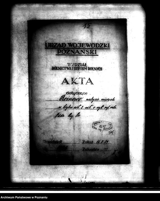 Obraz 4 z jednostki "Majątek Rożnowo powiatu obornickiego nabycie nieruchomości w trybie w trybie art. 8 ustawy o wykonaniu reformy rolnej"