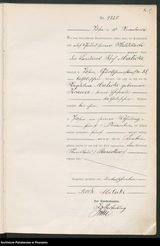 Obraz 7 z jednostki "Księga miejscowa urodzeń tom IX"