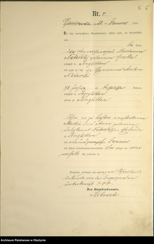 image.from.unit.number "Sterbe-Haupt-Register Nr 1 - 41"