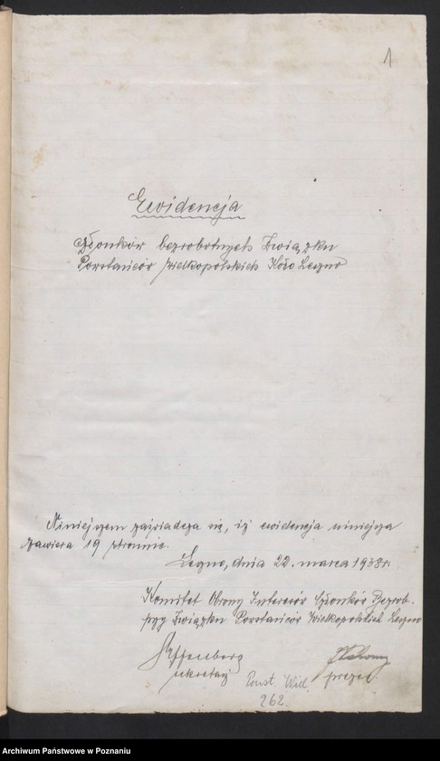 Obraz 3 z jednostki "Ewidencja bezrobotnych członków Związku Powstańców Wielkopolskich Koło Leszno."