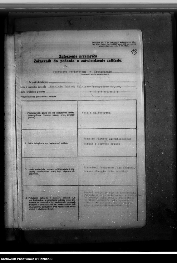 image.from.unit.number "Zatwierdzenie projektu budowy i urządzenia zakładu przemysłowego /Fabryki Płatków Ziemniaczanych i tartaku/ w Koźminie własność Koźmińskie Zakłady Rolniczo-Przemysłowe Spółka Akcyjna"