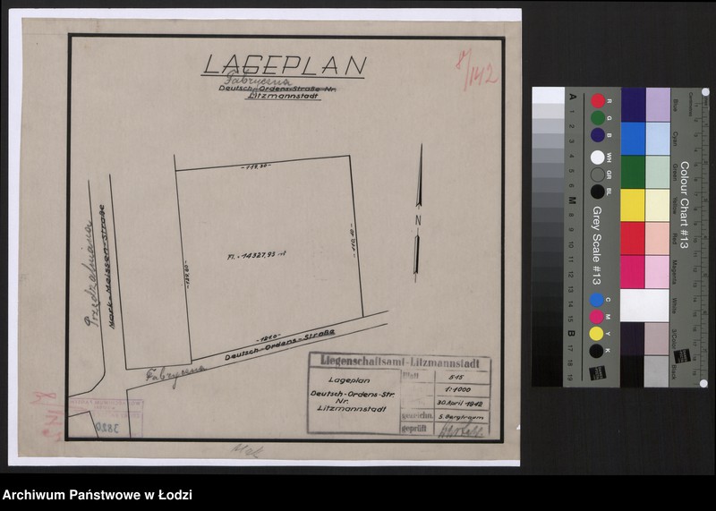 Obraz 1 z jednostki "Lageplan Deutsch Ordens Strasse Nr. Litzmannstadt"