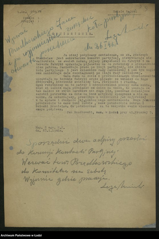 Obraz 10 z jednostki "Korespondencja [I sekretarza; skargi, dyrektywy, zaświadczenia]"