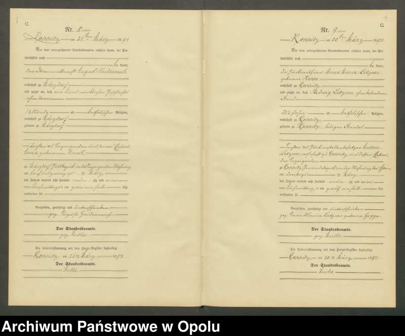 Obraz 7 z jednostki "Sterbe-Neben-Register Standesamts Koppitz pro 1894"