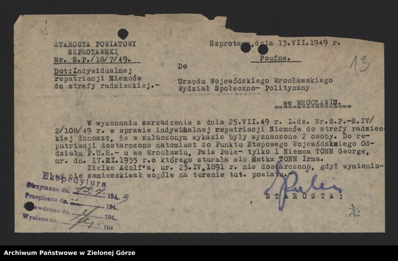 Obraz 15 z jednostki "Sprawy ludności niemieckiej (przesiedlenia)"