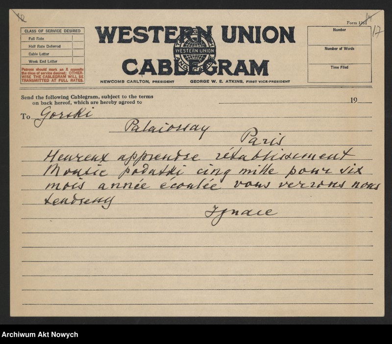 image.from.unit.number "Ignacy i Helena Paderewscy. Korespondencja; L.22"