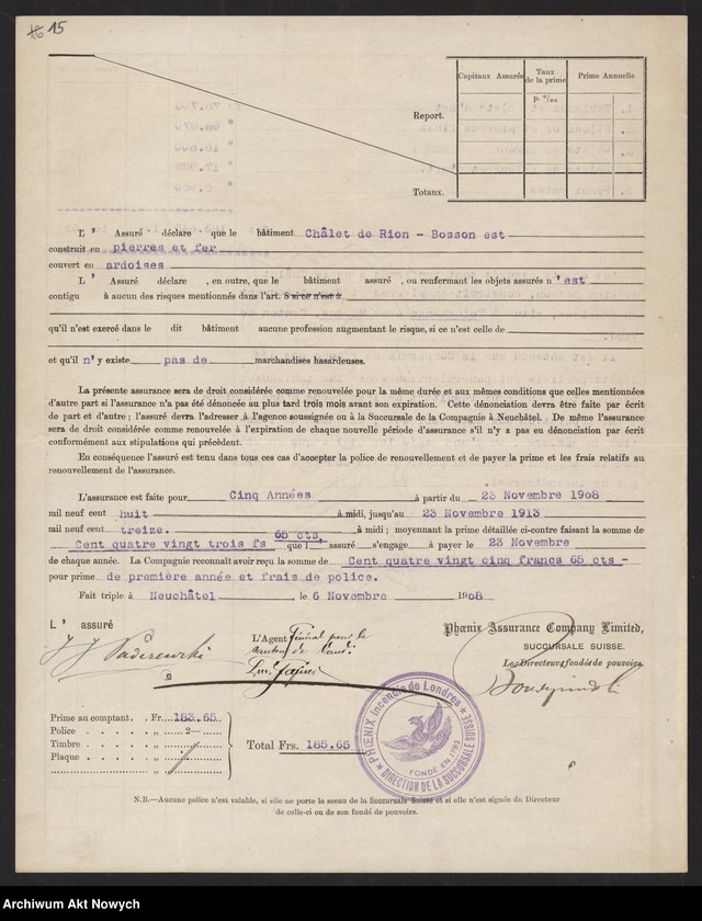 image.from.unit.number "Europejskie towarzystwa ubezpieczeniowe. Polisy, przekazy, zestawienia, korespondencja"