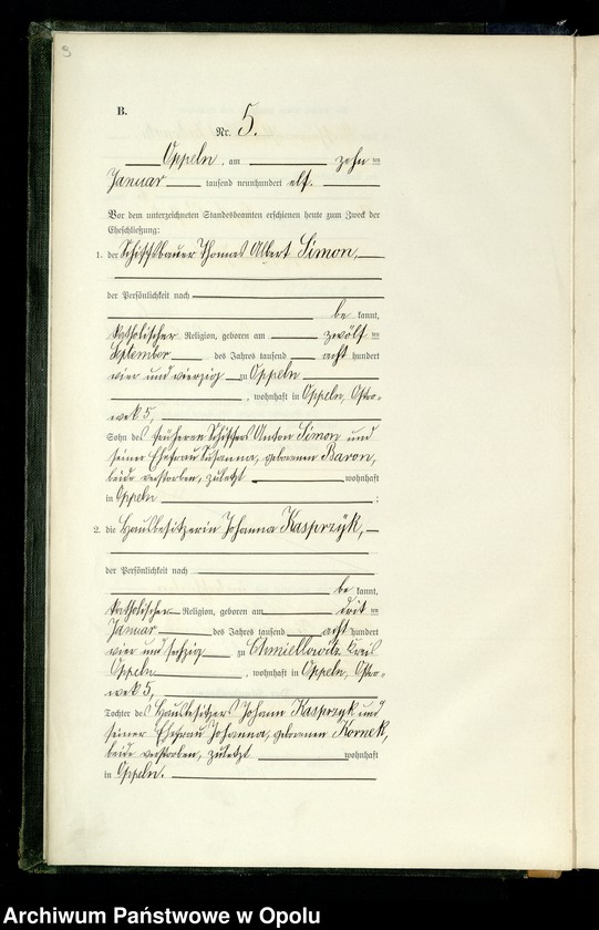 Obraz 12 z jednostki "Rejestr Małżeństw pierwopis 1911 1-190"