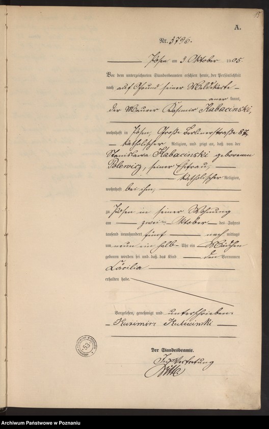 Obraz 17 z jednostki "Księga miejscowa urodzeń tom VIII"