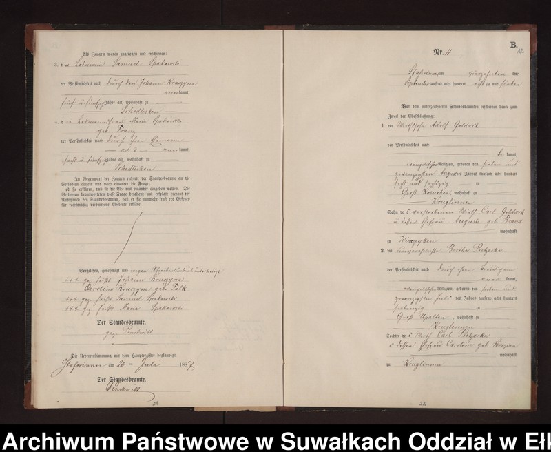 image.from.unit.number "Heiraths-Neben-Register des Preussischen Standes-Amtes Stasswinnen Kreis Loetzen"