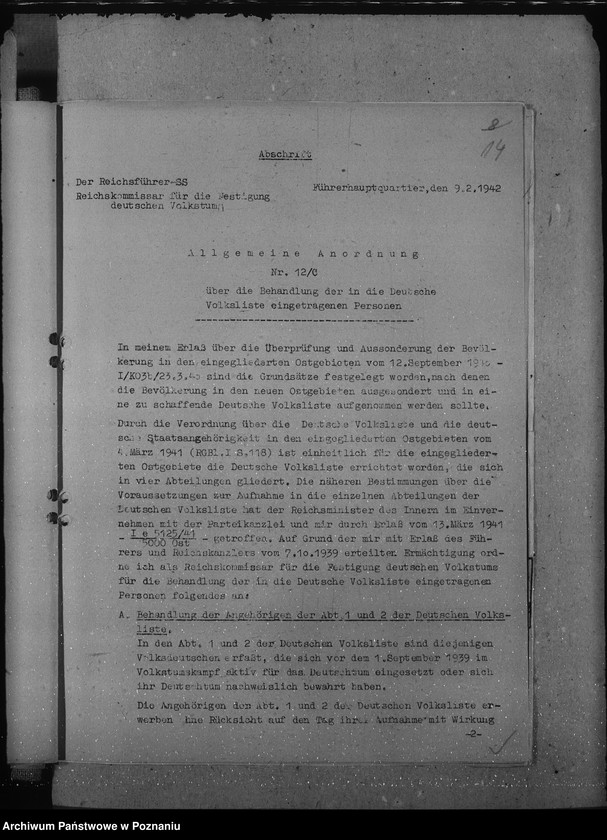 Obraz 19 z jednostki "Behandlung der angehörigen der Abteilung III und IV."