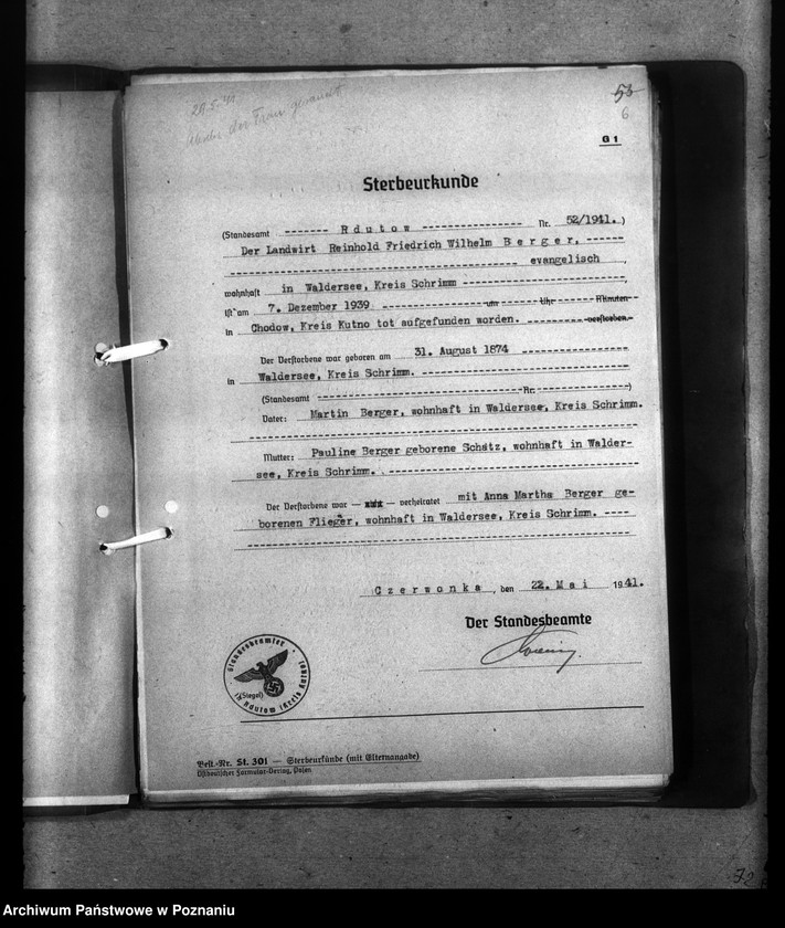 Obraz 10 z jednostki "Kreis Kutno. Wykaz miejscowych Niemców, którzy zginęli w 1939 roku"