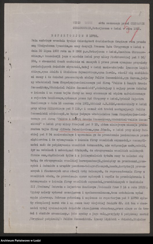 Obraz 10 z jednostki "Feliks i Henryk Bracia Szczecińscy- właściciel Feliks Szczeciński- dom ekspedycyjno-komisowy"