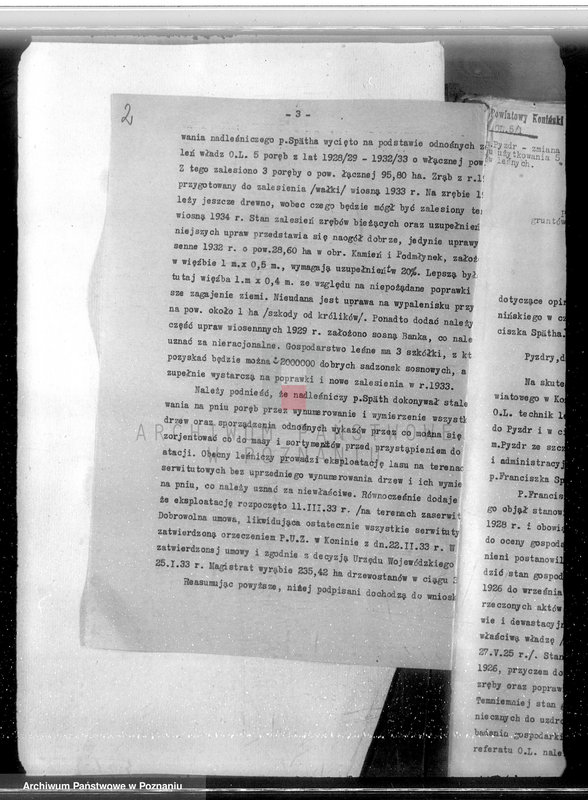 Obraz 6 z jednostki "Sprawa zmiany wydzielenia około 1300 ha gruntów leśnych w lasach miasta Pyzdry ewentualnie z przymusową likwidacją serwitutów wsi Holendry Pyzderskie"
