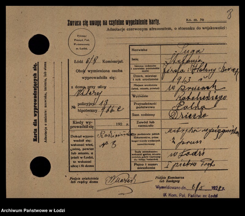 Obraz 10 z jednostki "[Spis ludności Łodzi] Sudzińska-Sumora"