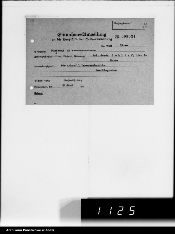 Obraz 16 z jednostki "Einnahme Anweisungen Sonderkonto"