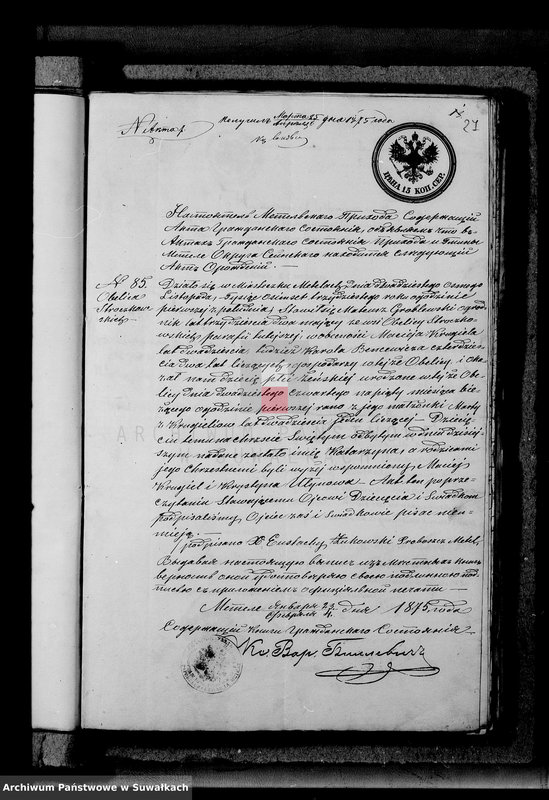 image.from.unit.number "Dokumenty k aktam brakosočetavšichsja Serejskago Rimsko-Katoličeskago Prichoda s 1875 goda"