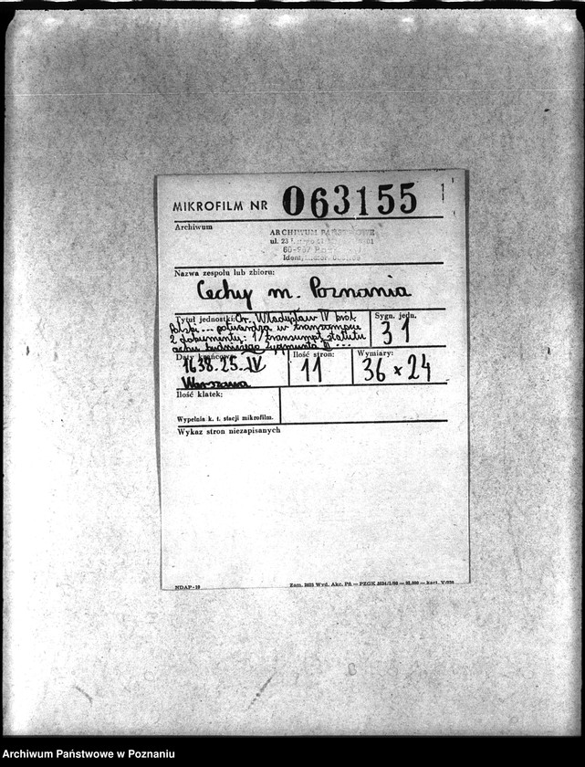 Obraz 2 z jednostki "Or. Władysław IV Król Polski... potwierdza w transumpcie 2 dokumenty: 1 /transumpt statutu cechu budniczego Zygmunta III z 22.IV.1615, potwierdzający"