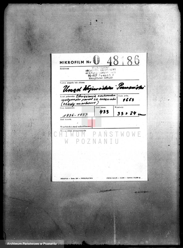 Obraz 2 z jednostki "Obciążenia rachunku nabywców parcel za szacunki /osady markowe/"