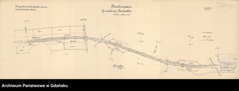 image.from.unit.number "Königliche Eisenbahn Direktion Danzig. Strecke: Hohenstein - Berent. Streckenplan. Gemarkung Liniewken. Zustan vom Februar 1908. Blatt 2"