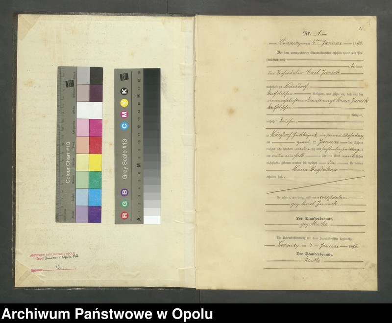 Obraz 3 z jednostki "Geburts-Neben-Register Standesamts Koppitz pro 1896"