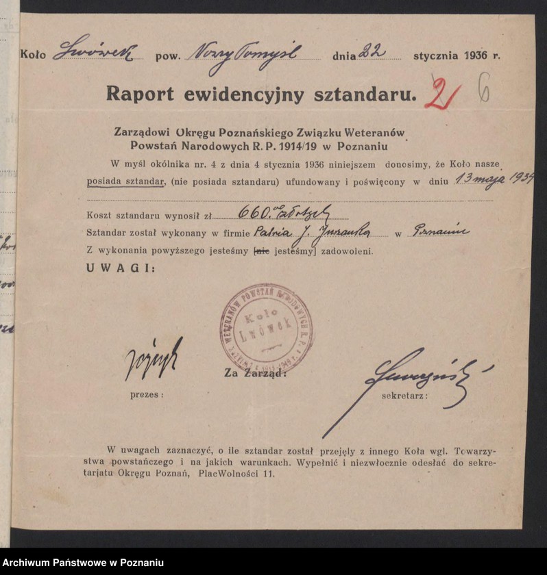 Obraz 9 z jednostki "Lwówek, powiat Nowy Tomyśl - akta koła."