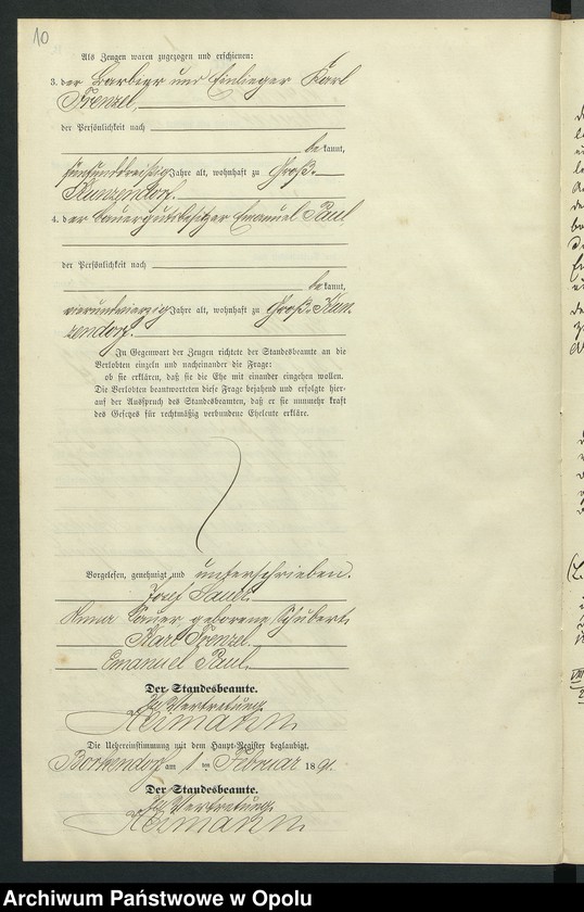 Obraz 14 z jednostki "Heiraths-Neben-Register des Standesamts Borkendorf pro 1891"