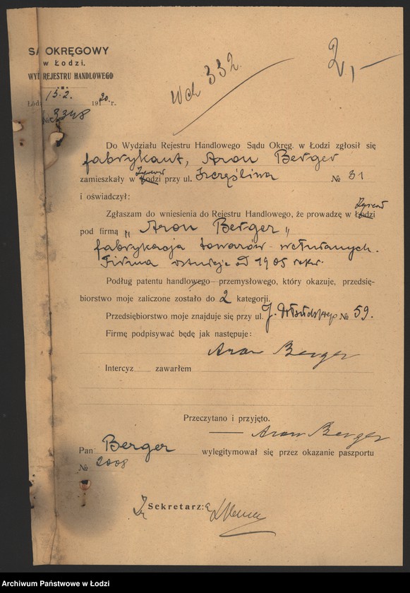 Obraz 4 z jednostki "Aron Berger – fabrykacja towarów wełnianych – Zgierz"