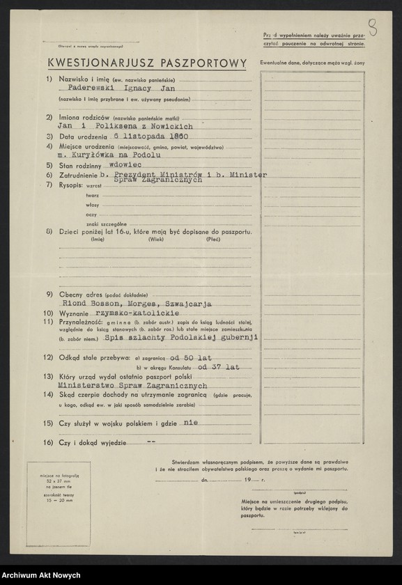 image.from.unit.number "Poselstwo R.P. w Bernie; Załączniki: 2 kwestionariusze paszportowe I. Paderewskiego; L.8"