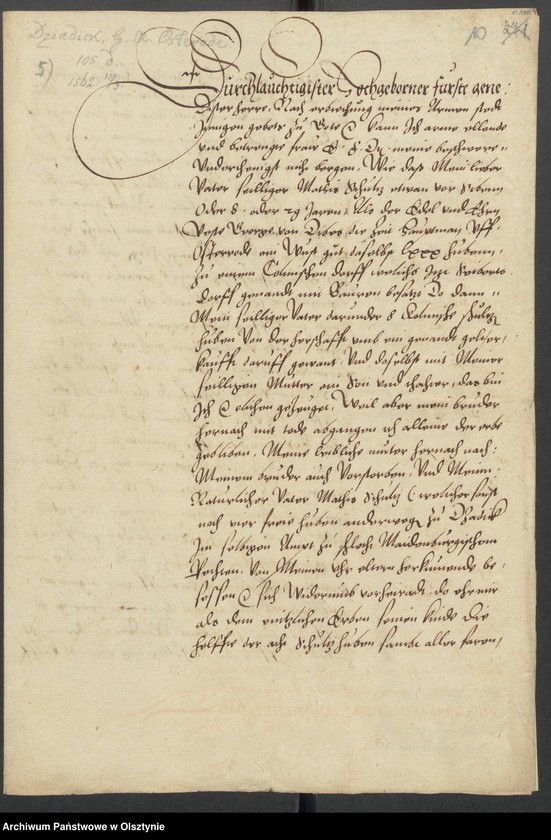 image.from.unit.number "Dziadick [Dziadyk] H. [Haupt] A. [Amt] Osterode [Ostróda]. Acta den Consens, daß die 4 Preussischen Freihufen im Dorfe Dziadick [Dziadyk] auf den Namene des Mich. [Michael] Pilgrimowski gebracht werden mögen"