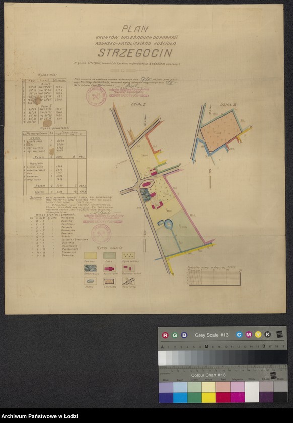 Obraz 1 z jednostki "Plan gruntów należących do parafji rzymsko-katolickiego kościoła Strzegocin ..."