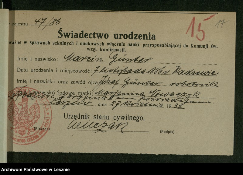 Obraz 17 z jednostki "[Gunter Marcin - akta osobowe]"