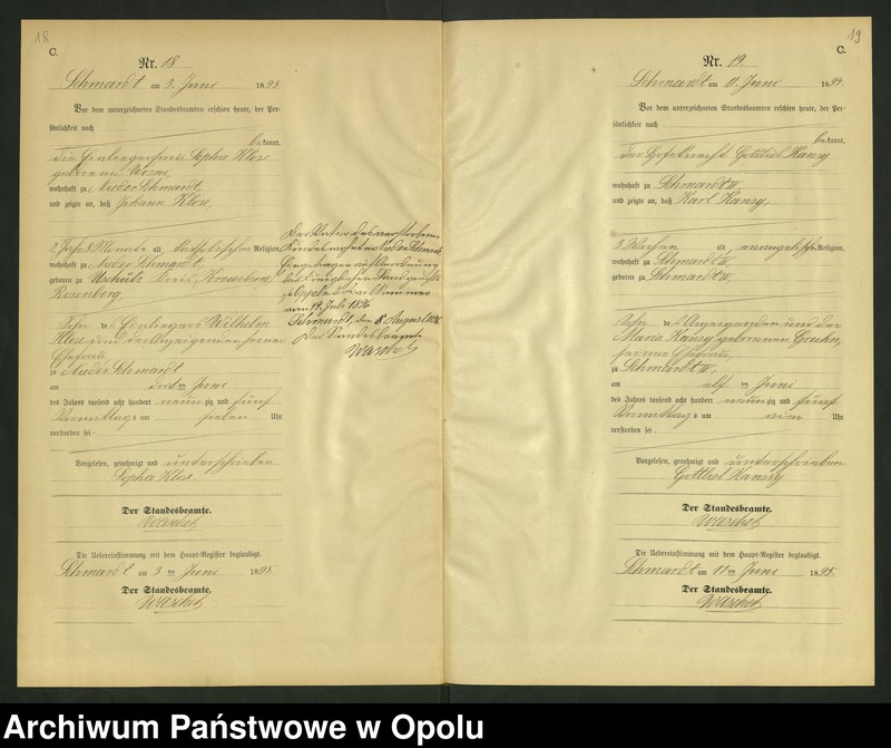 image.from.unit.number "Sterbe-Neben-Register Standesamts Schmardt pro 1895"
