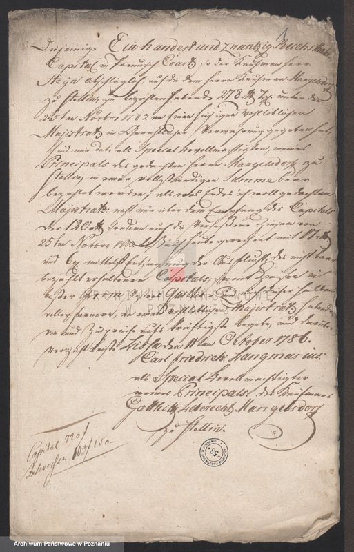 Obraz 3 z jednostki "Acta judicialia in Schuldsachen Samuel Gottlieb Abitz entgegen Beniamin Gottlob Hein eine Anforderung von 2200 fl. Kapital anbetreffend verhandelt vor denen löbl. Stadtgerichten Lissa; język niemiecki"