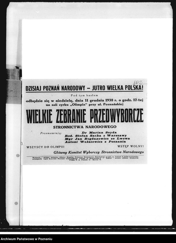 Obraz 13 z jednostki "Ulotki Stronnictwa Narodowego- przed wyborami samorządowymi miasta Poznania"