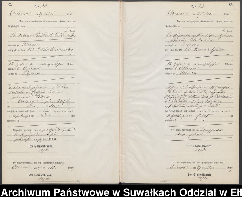 image.from.unit.number "Sterbe-Neben-Register des Preussischen Standes-Amtes Orlowen Kreis Loetzen"