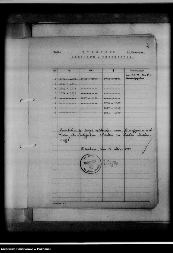 Obraz 8 z jednostki "Bücherverzeichnis betreff: Kreissippenamt Wreschen [Września]"