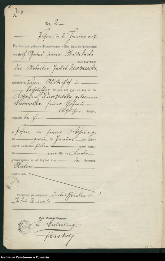 Obraz 4 z jednostki "Księga miejscowa urodzeń tom I [Rejestr główny urodzeń]"