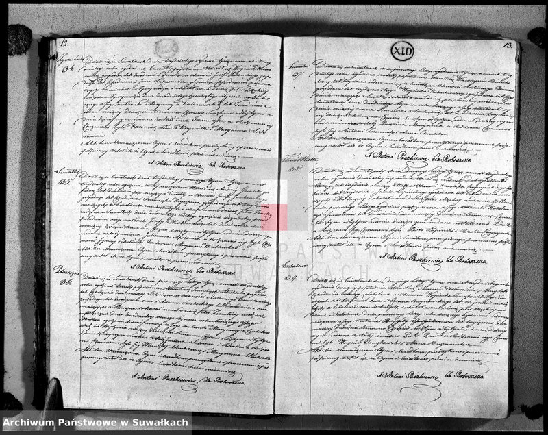 image.from.unit.number "Księga duplikat urodzonych, zaślubionych i zeszłych urzędnika stanu cywilnego, parafij suwalskiej roku 1830"
