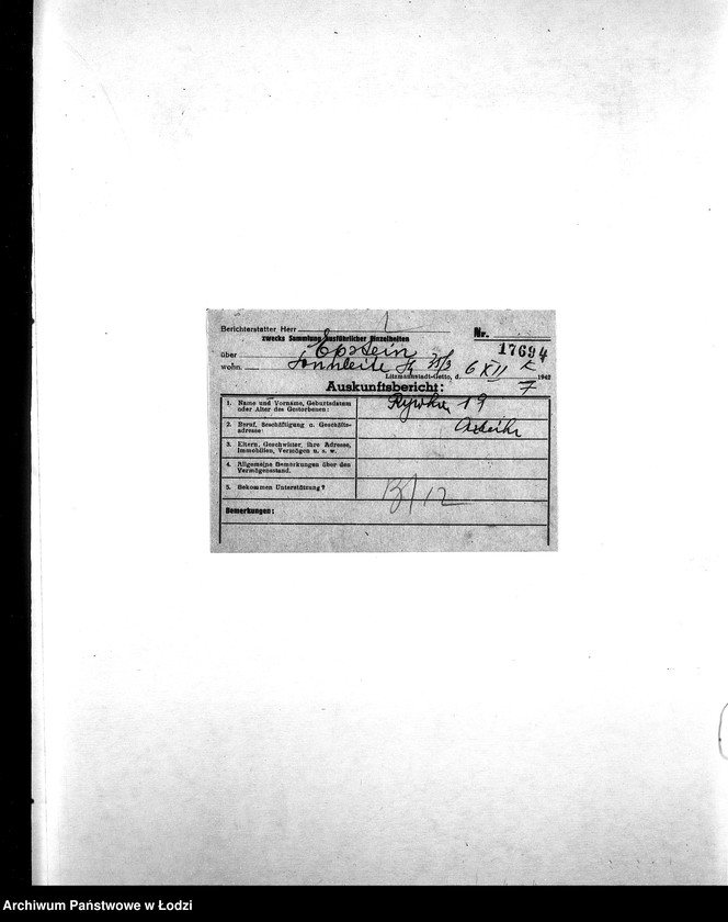 Obraz 10 z jednostki "[Korespondencja z wydziałami gettowymi; z osobami prywatnymi w różnych krajach w sprawie informacji o mieszkańcach getta]"