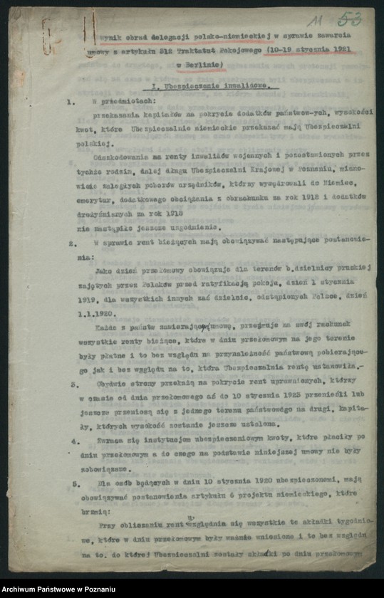 Obraz 13 z jednostki "[Wynik obrad polsko-niemieckich wynikających z 312 artykułu Traktatu Wersalskiego w sprawie ubezpieczeń społecznych]"