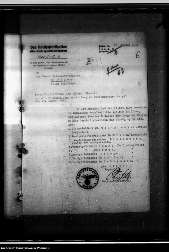 Obraz 10 z jednostki "Landeskulturtagung- korespondencja, spisy zaproszonych osób"