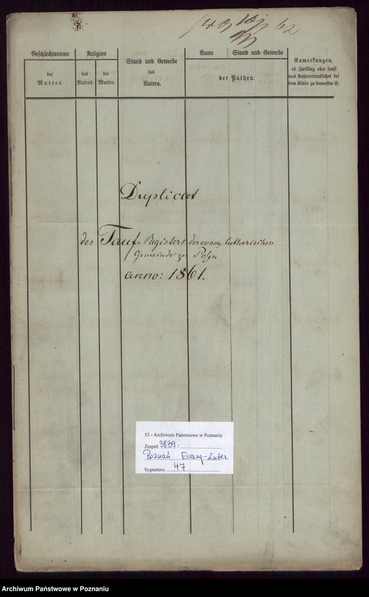 Obraz 2 z jednostki "Duplikat des Taufregisters"