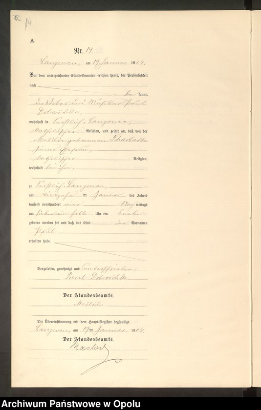 image.from.unit.number "Geburts-Neben-Register Standesamts Langenau pro 1904"