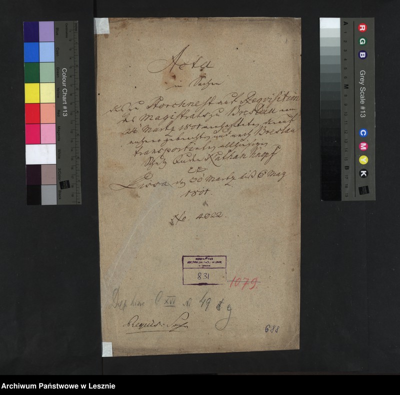 Obraz 3 z jednostki "[Akta in Sachen des zu Storchnest auf Requisition des Magistrats zu Breslau vom 24 März 1801 verhafteten, darfur gebrachten und nach Breslau transportierten allhiesigen Schutzjuden Nathan Knoff]"