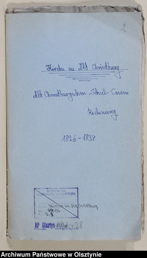 image.from.unit.number "Alt Christburgschen Schul-Cassen Rechnung 1826-1828, 1836-1838"
