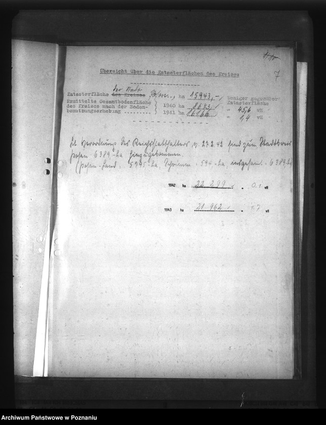 Obraz 11 z jednostki "Gegenüberstellung der ermittelten Wirtschaftsfläche zur Katasterfläche mit Regierungs- und Gauergebnis"