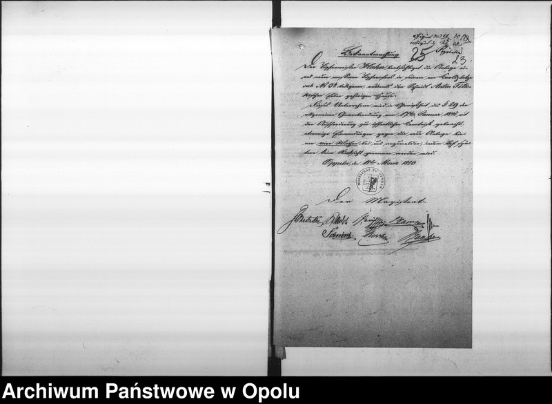 Obraz 18 z jednostki "Acta des Magistrats zu Oppeln betreffend die Prüfung der Anlage eines neuen massiven Töpfernhauses in der Besitzung No 3 b am Karlsplatze de anno 1850"