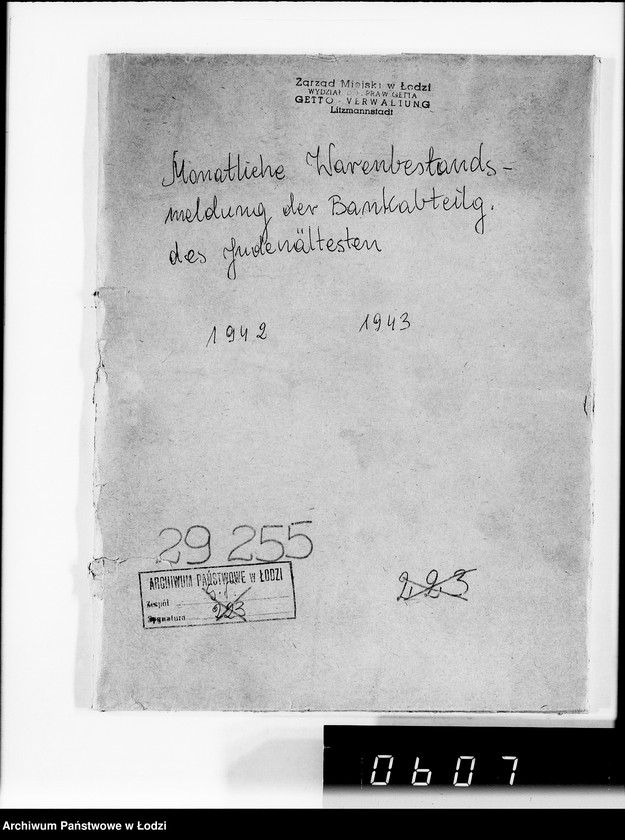 Obraz 4 z jednostki "Monatliche Warenbestandsmeldungen der Bankabteilung des Judenältesten"